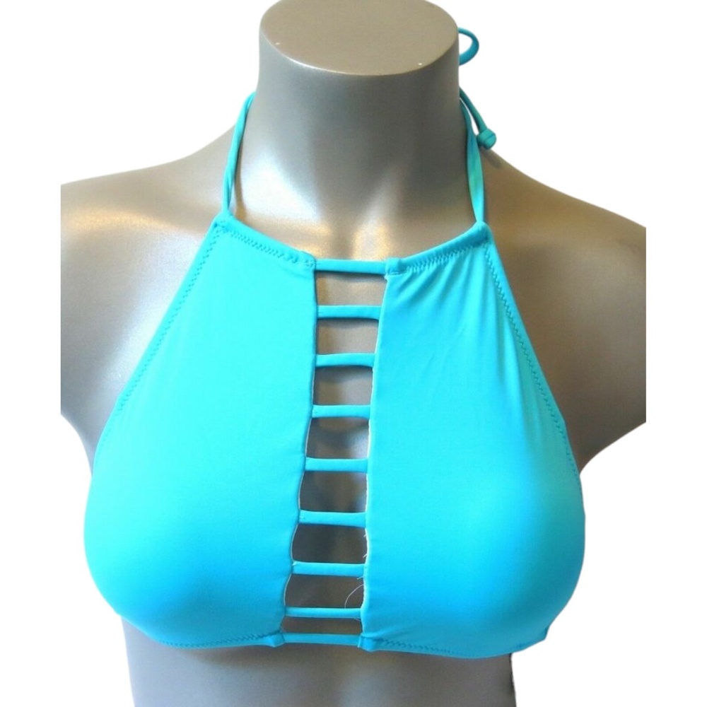 Victoria's Secret PINK Bright Ibiza Blue Strappy High Neck Halter Swim Top XS